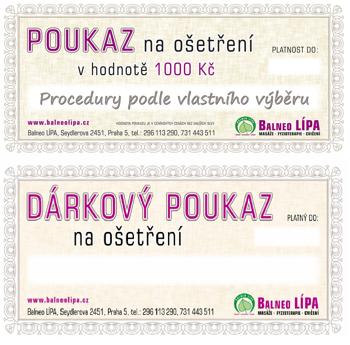 Dárkové poukazy Dárkové poukazy